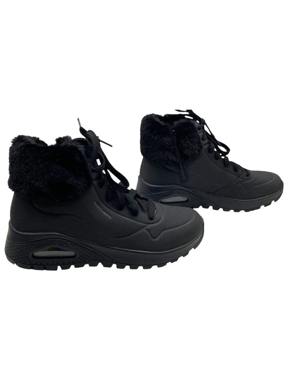 Skechers Waterproof Black Lace-Up Winter Boots Fur Lined Womens Size 9